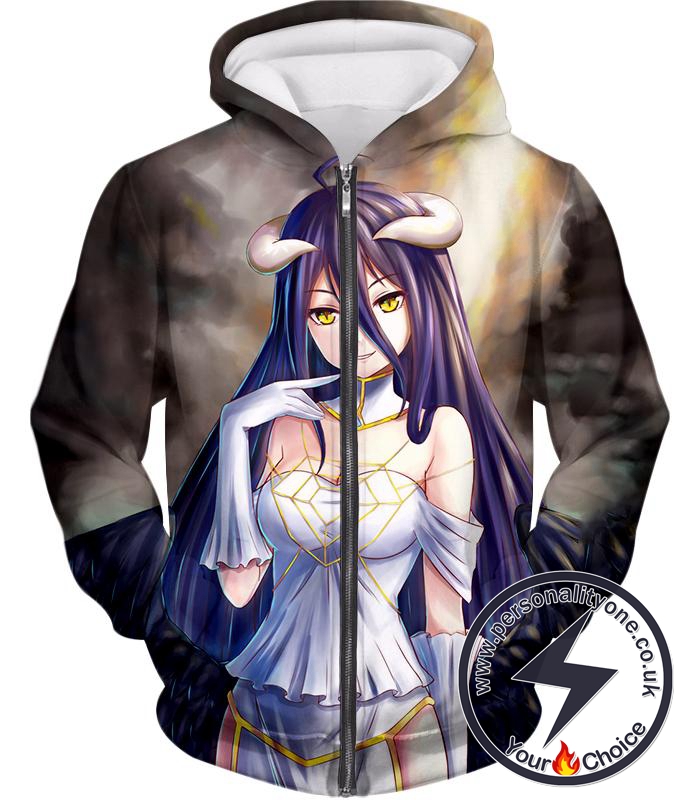 Overlord Super Cute Anime Devil Albedo Amazing Graphic Anime Zip Up Hoodie